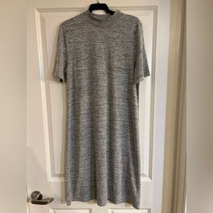 Banana Republic Factory Heather gray short sleeve knit dress with mock neck.